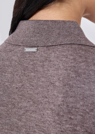 LC Blend Polo Top Women Merino Wool Blend Polo Top Taupe Marl