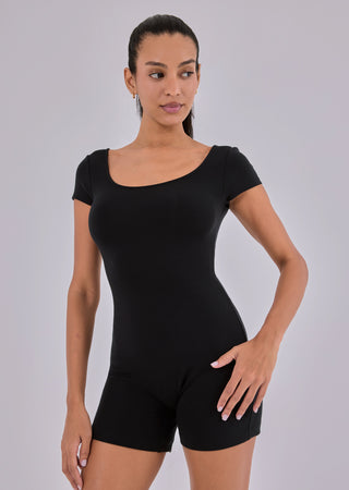 LC Cap Sleeve Onsie Women Effortless Cap Sleeve Onesie  Black