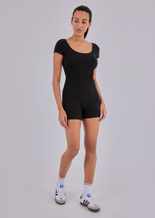 LC Cap Sleeve Onsie Women Effortless Cap Sleeve Onesie  Black