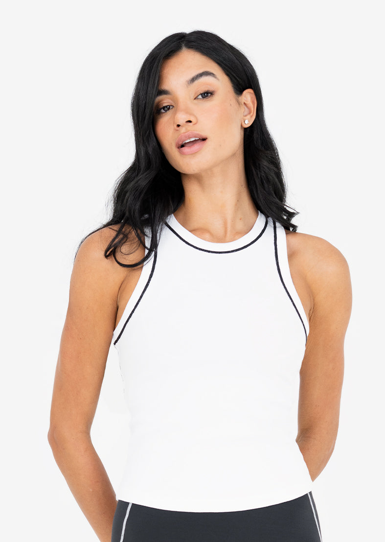Contrast Rib Tank White FINAL SALE – LC