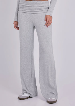 LC Fold Waist Pant Women's Airjet Rib Fold Waist Pant Grey Marl