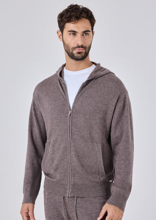 LC Hoody Mens Merino Wool Hoodie Taupe Marl