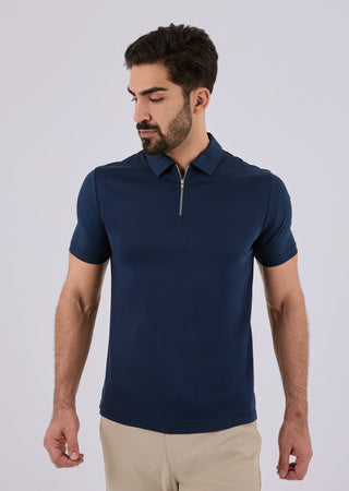 LC Jacket Mens Mercerised Half Zip Polo Dark navy