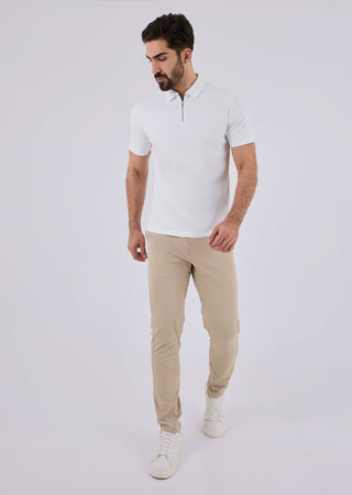 LC Jacket Mens Mercerised Half Zip Polo Ivory