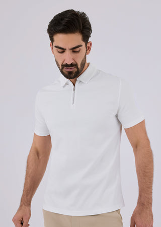 LC Jacket Mens Mercerised Half Zip Polo Ivory