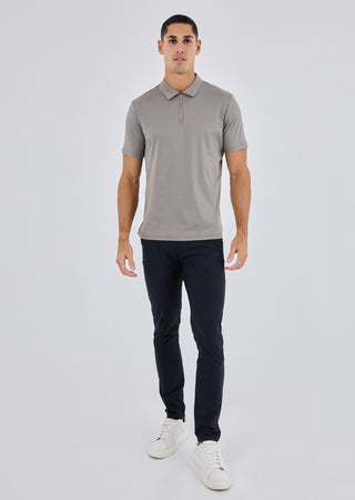 LC Jacket Mens Mercerised Half Zip Polo Pebble Grey
