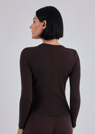 LC Long Sleeve Top Women’s Aloe Long Sleeve fitted Top Dark Cocoa