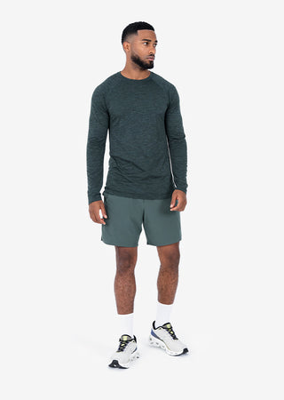 LC Mens Seamless Long Sleeve Top Khaki Green Melange