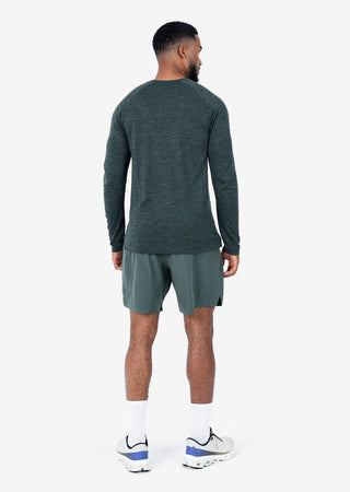 LC Mens Seamless Long Sleeve Top Khaki Green Melange