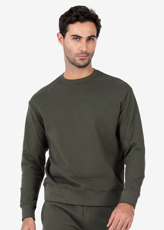 LC Premium Textured Crew Neck Sweat Army Green