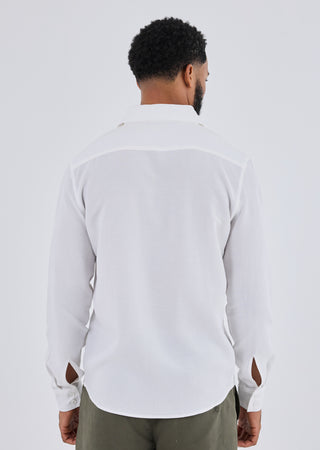 LC Shirt Men Linen Shirt Long Sleeve Ivory