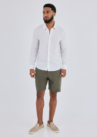 LC Short Men Linen Short Khaki Green