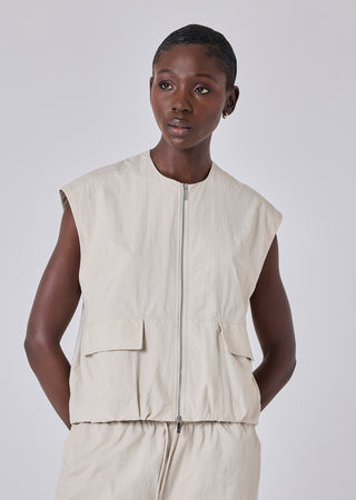 LC Sleeveless Bomber Jacket Womens Ripstop Sleeveless Bomber Jacket Stone