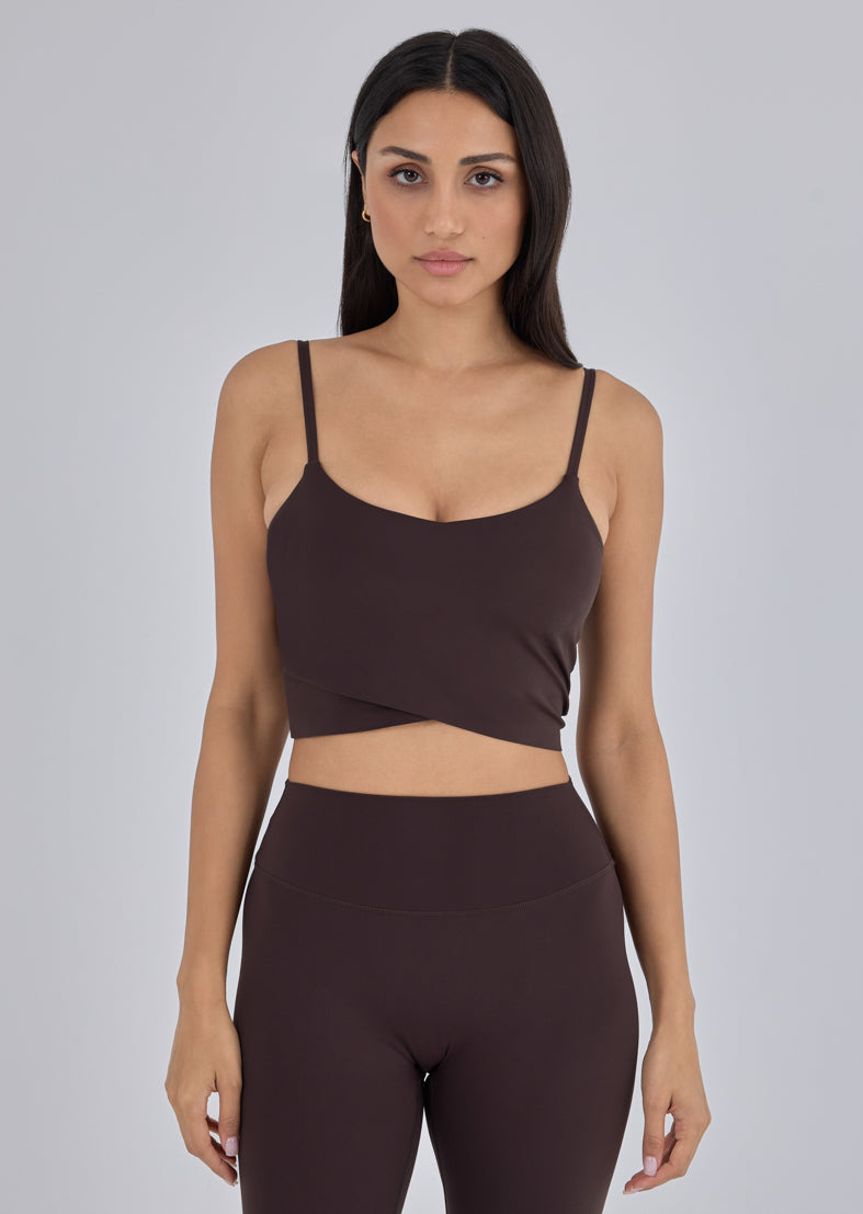 Women's Wrap Cami Top Dark Cocoa – LC