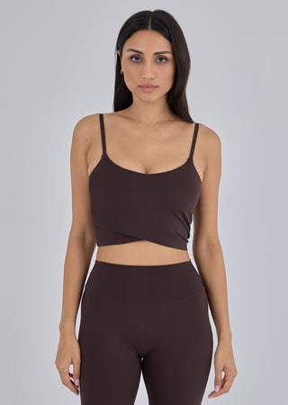 LC Wrapped Cami All Day Wrap Cami Top Dark Cocoa