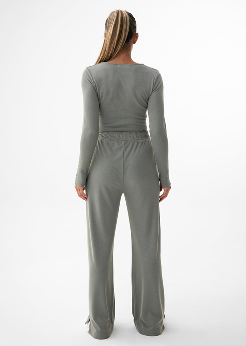 L'COUTURE Elevate Rib Long Sleeve Top Green