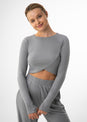 L'COUTURE Elevate Rib Long Sleeve Top Grey