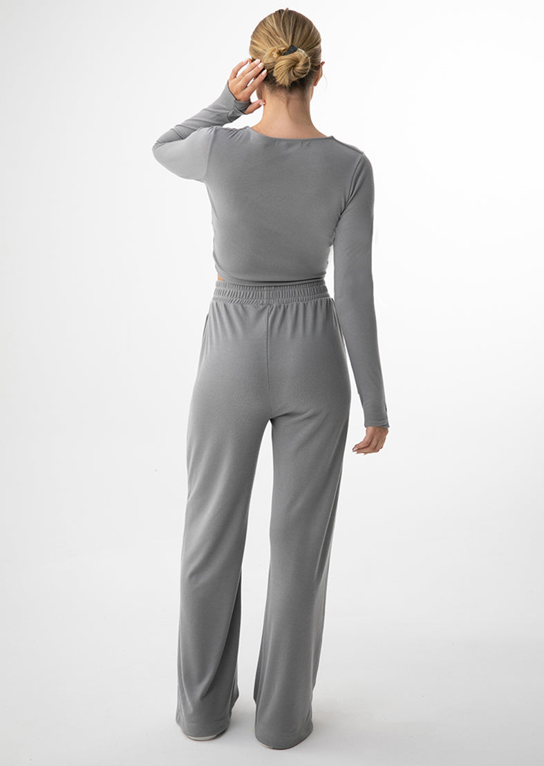 L'COUTURE Elevate Rib Long Sleeve Top Grey