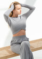 L'COUTURE Elevate Rib Long Sleeve Top Grey