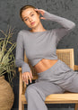 L'COUTURE Elevate Rib Long Sleeve Top Grey