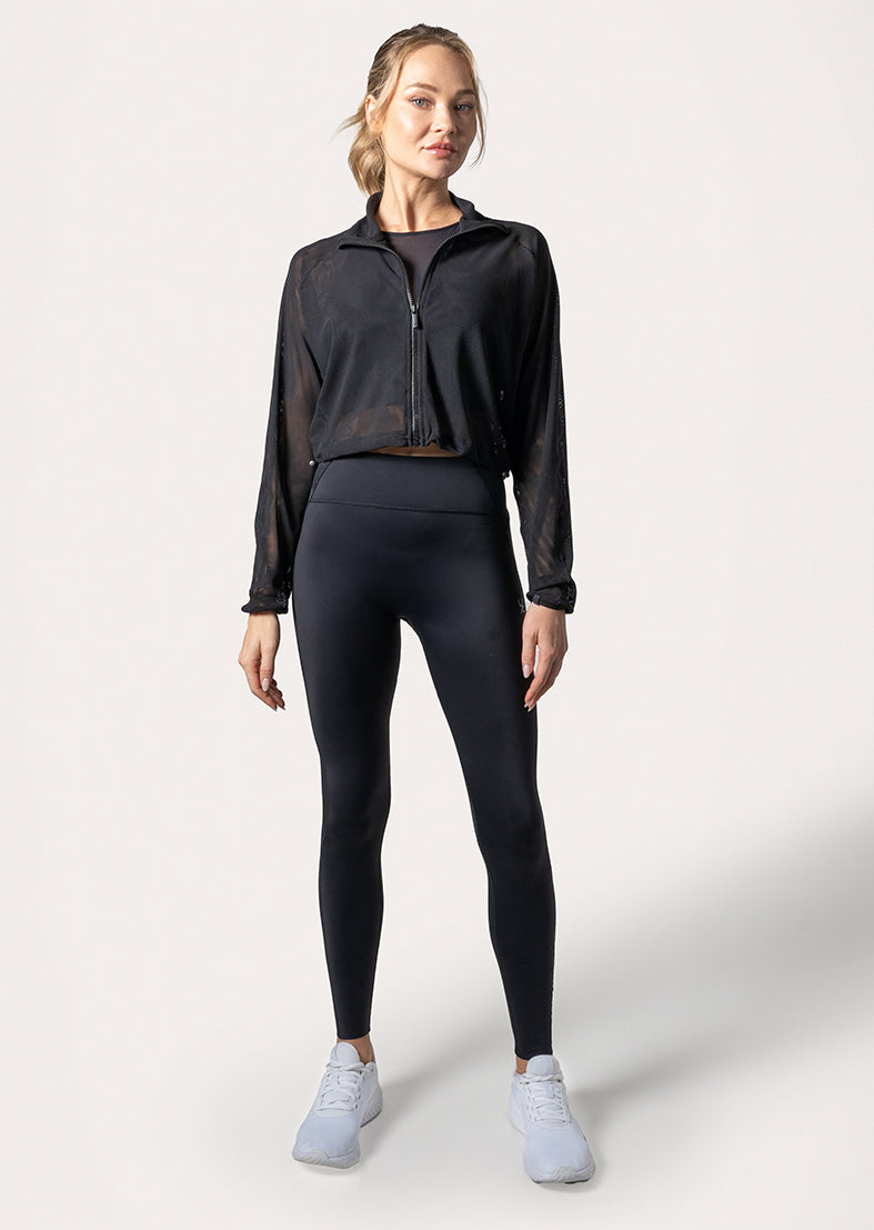 Women's Mesh Zip Through Jacket Black – LC