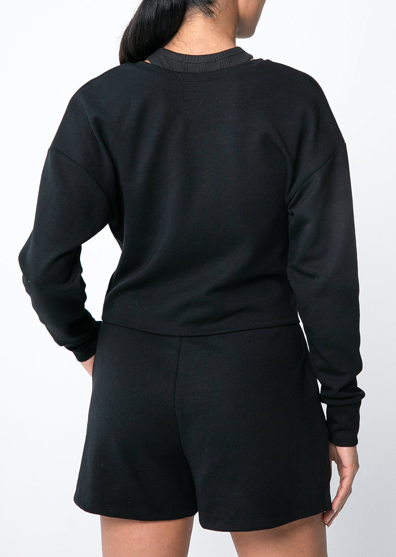 L'COUTURE Long Sleeve Tops All-Around Lounge Long Sleeve Reversible Top Black