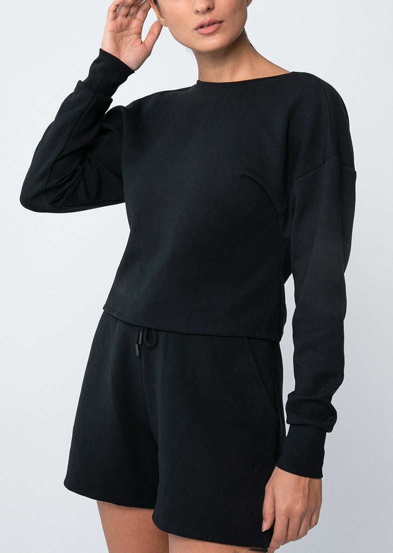 L'COUTURE Long Sleeve Tops All-Around Lounge Long Sleeve Reversible Top Black