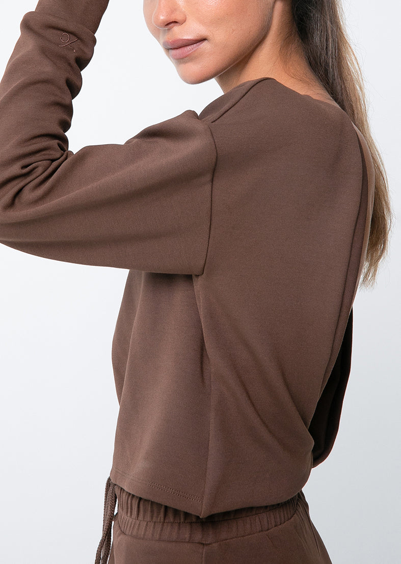L'COUTURE Long Sleeve Tops All-Around Lounge Long Sleeve Reversible Top Chocolate