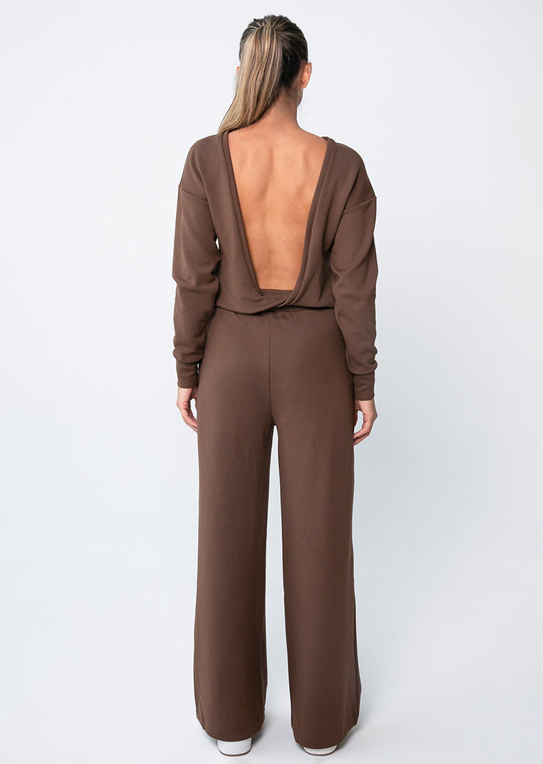 L'COUTURE Long Sleeve Tops All-Around Lounge Long Sleeve Reversible Top Chocolate