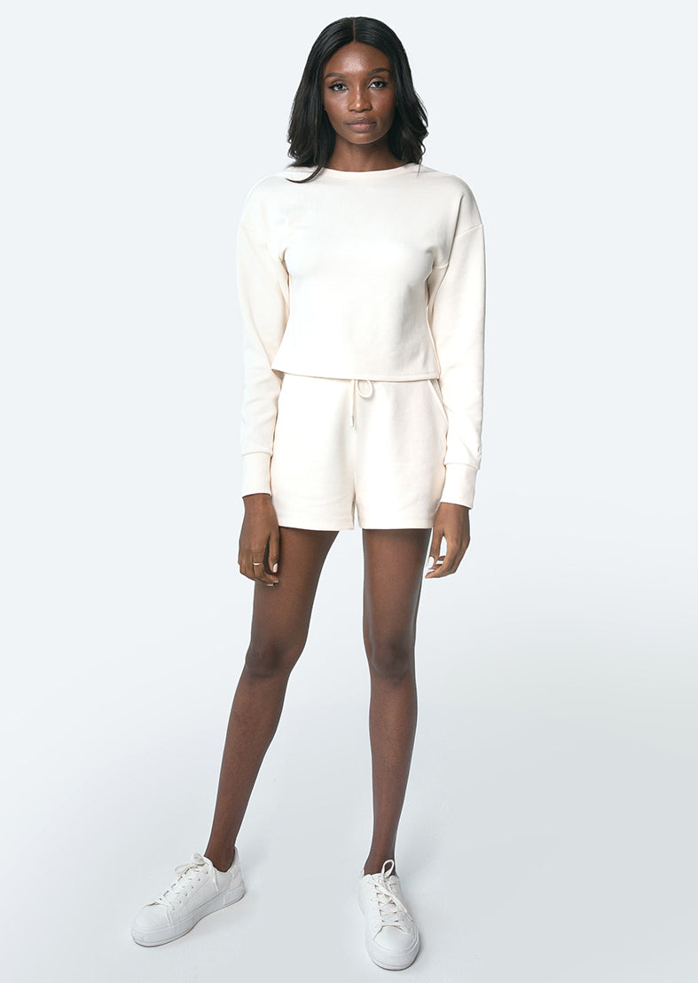 L'COUTURE Long Sleeve Tops All-Around Lounge Long Sleeve Reversible Top Eggnog