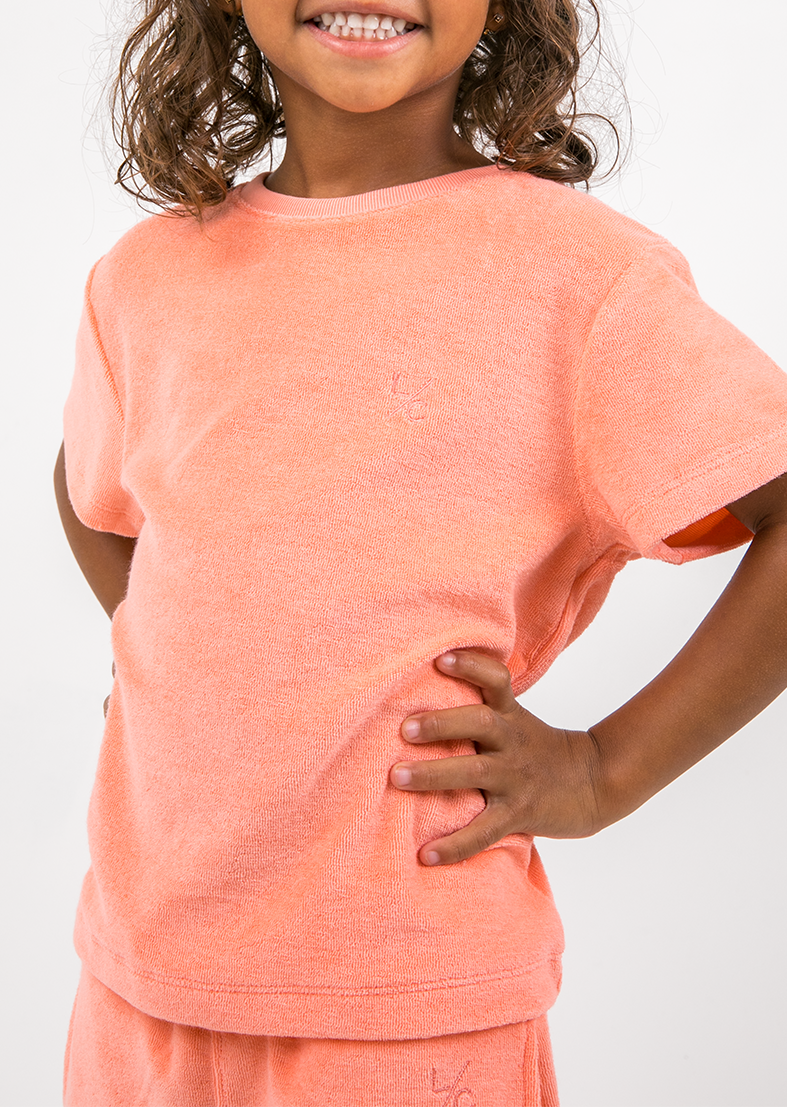 L'COUTURE Mini Tops SoCal Sorbet Mini Terry Tee Coral
