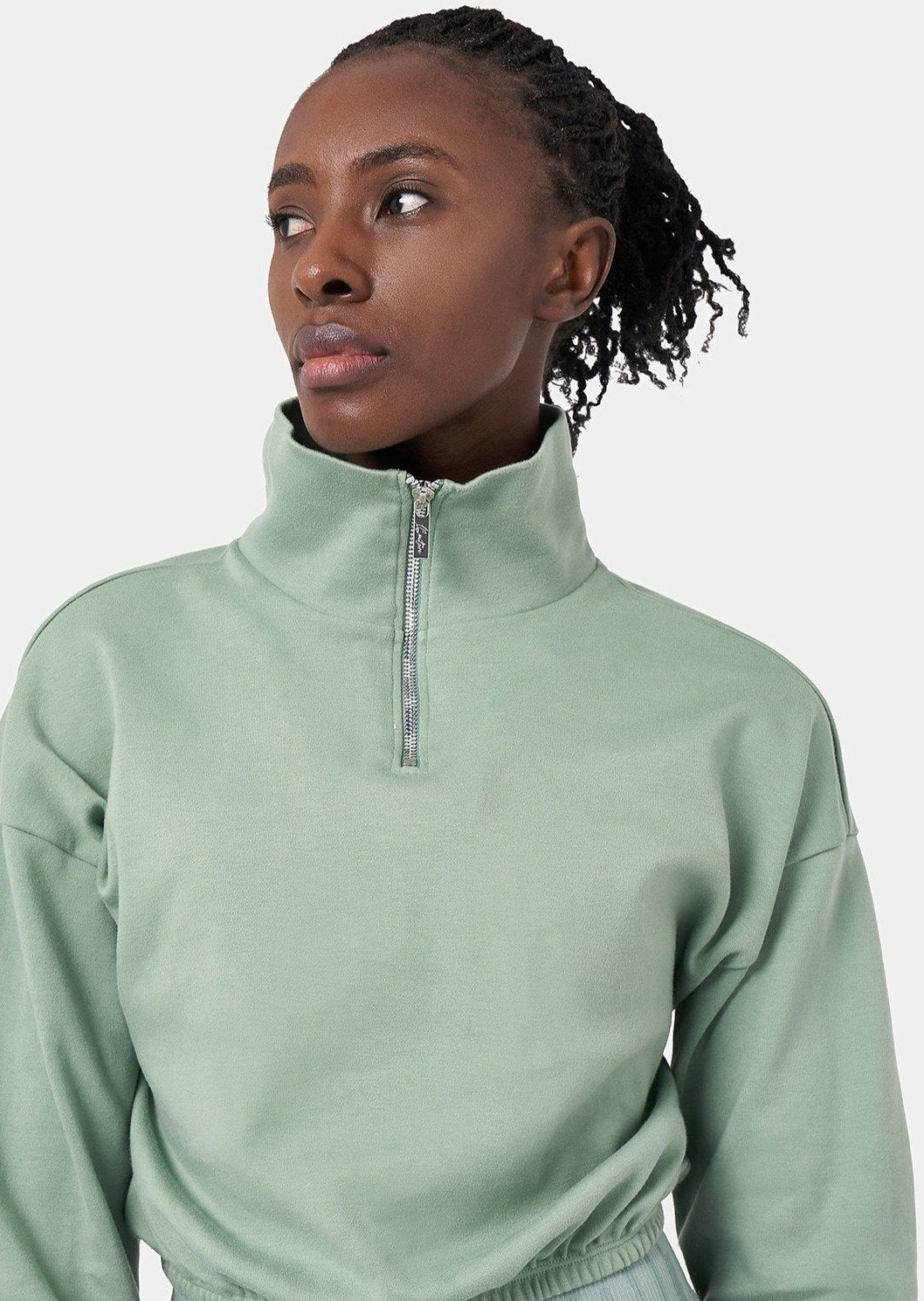 L’Couture Serenity 1/2 Zip Cotton Pullover Mindful Green