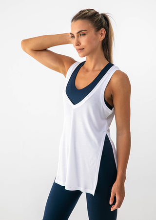 L'COUTURE Tanks Elevate Lounge Long Tank White