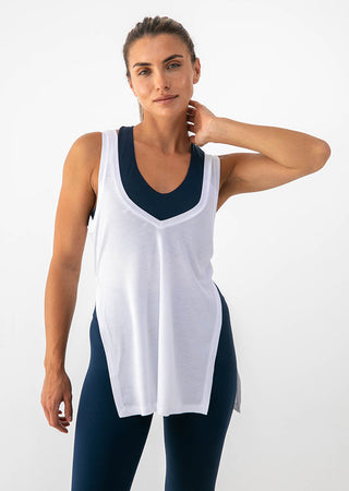 L'COUTURE Tanks Elevate Lounge Long Tank White