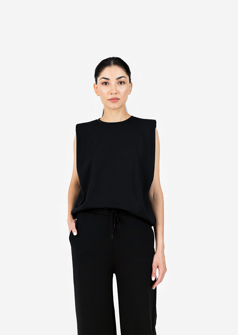 L'COUTURE Tees & Tanks All-Around Lounge Padded Shoulder Tee Black