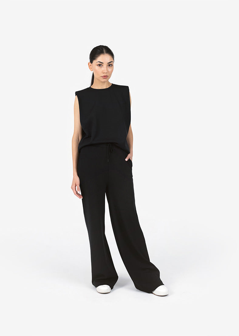L'COUTURE Tees & Tanks All-Around Lounge Padded Shoulder Tee Black