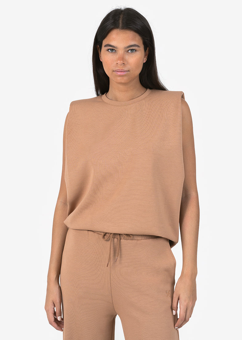 L'COUTURE Tees & Tanks All-Around Lounge Padded Shoulder Tee Cinnamon