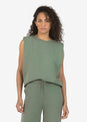 L'COUTURE Tees & Tanks All-Around Lounge Padded Shoulder Tee Khaki