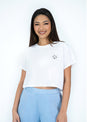 L'COUTURE Tees & Tanks Club LC Slogan Crop Tee White