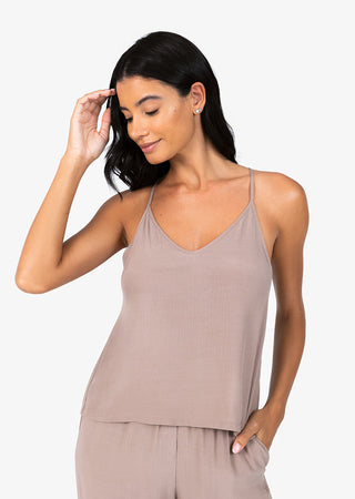 L'COUTURE Tees & Tanks Embody Plisse Cami Taupe