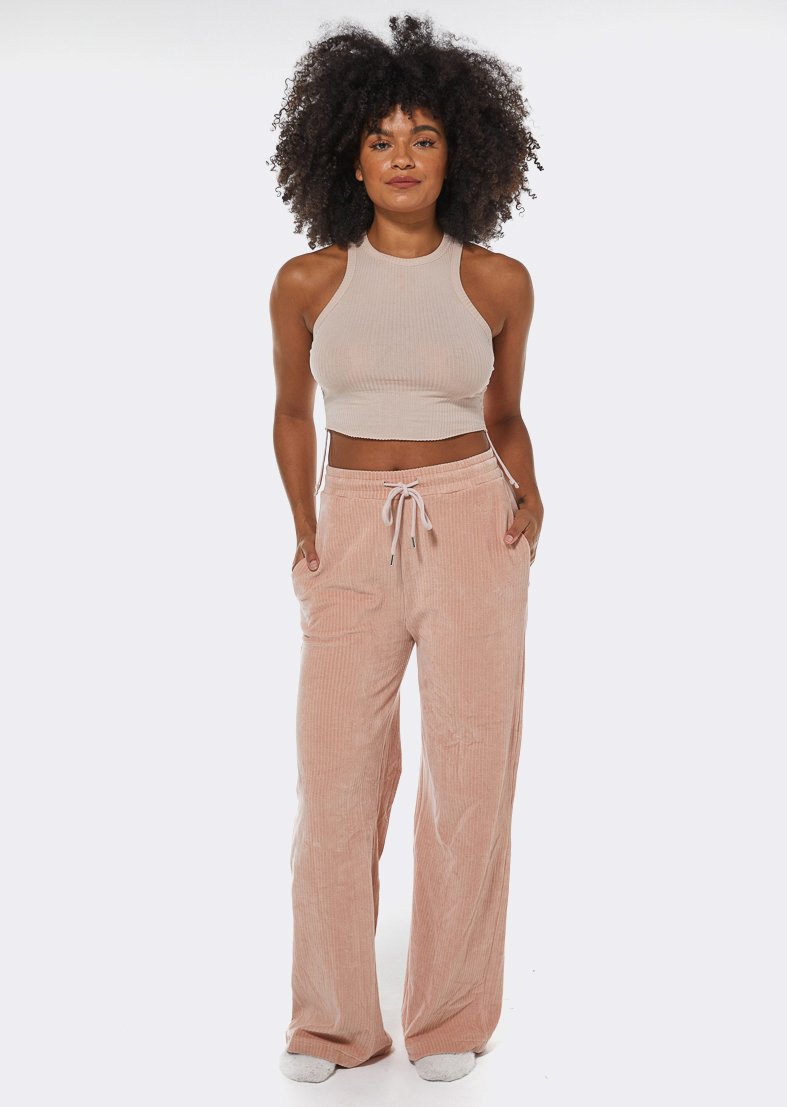 L'COUTURE The Feels Velour Relax Pants Rose Dust
