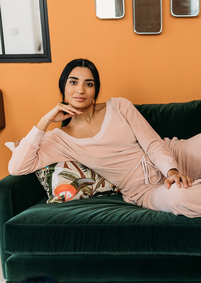 L'COUTURE The Feels Velour Top Rose Dust