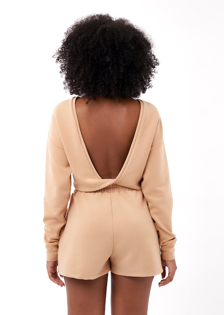 L'COUTURE Tops All-Around Lounge Long Sleeve Reversible Top Latte