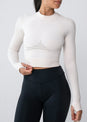 L’COUTURE Tops Serenity Seamless Long Sleeve Crop Fresh Cream