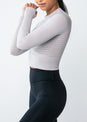 L’COUTURE Tops Serenity Seamless Long Sleeve Crop Mid Cool Grey