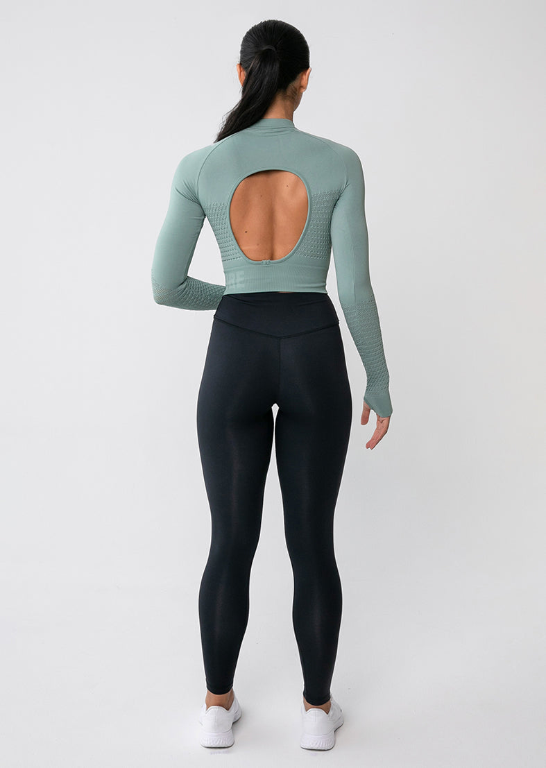 L'COUTURE Tops Serenity Seamless Long Sleeve Crop Mindful Green