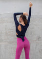 L'COUTURE Tops Vitality Long Sleeve Wrap Top French Navy