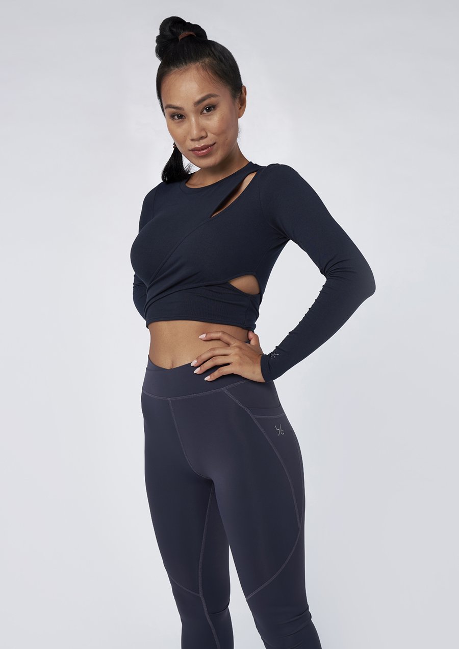 L'COUTURE Tops Vitality Long Sleeve Wrap Top French Navy