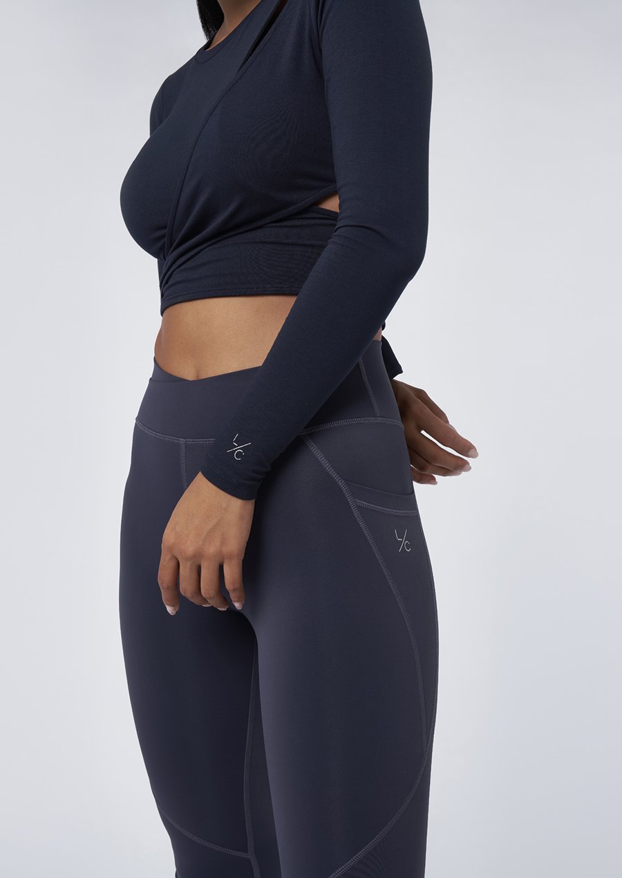 L'COUTURE Tops Vitality Long Sleeve Wrap Top French Navy