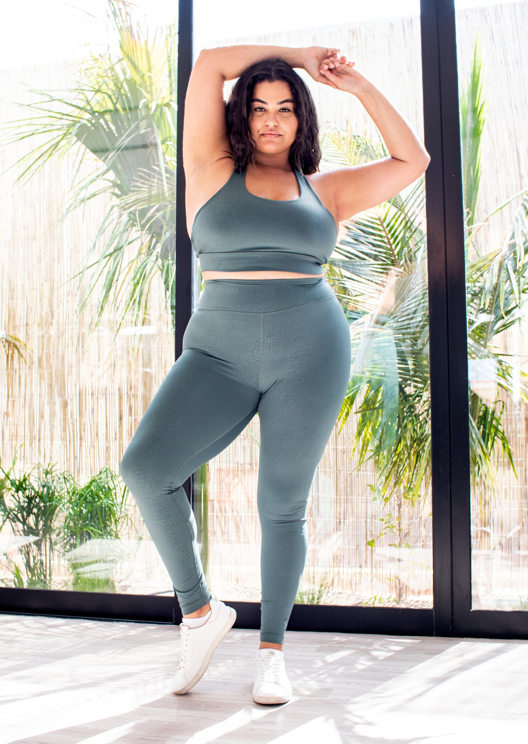 L'COUTURE Untamed Legging Crocodile Print Jungle Green